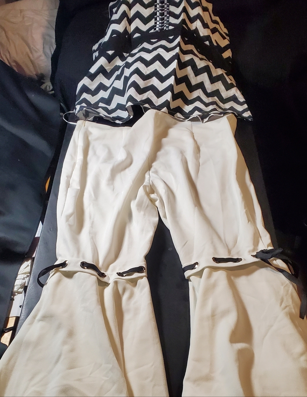 Appraisal Black/white Strip SizeXL Dress& Why Dress White SizeXl BellBottom Pant